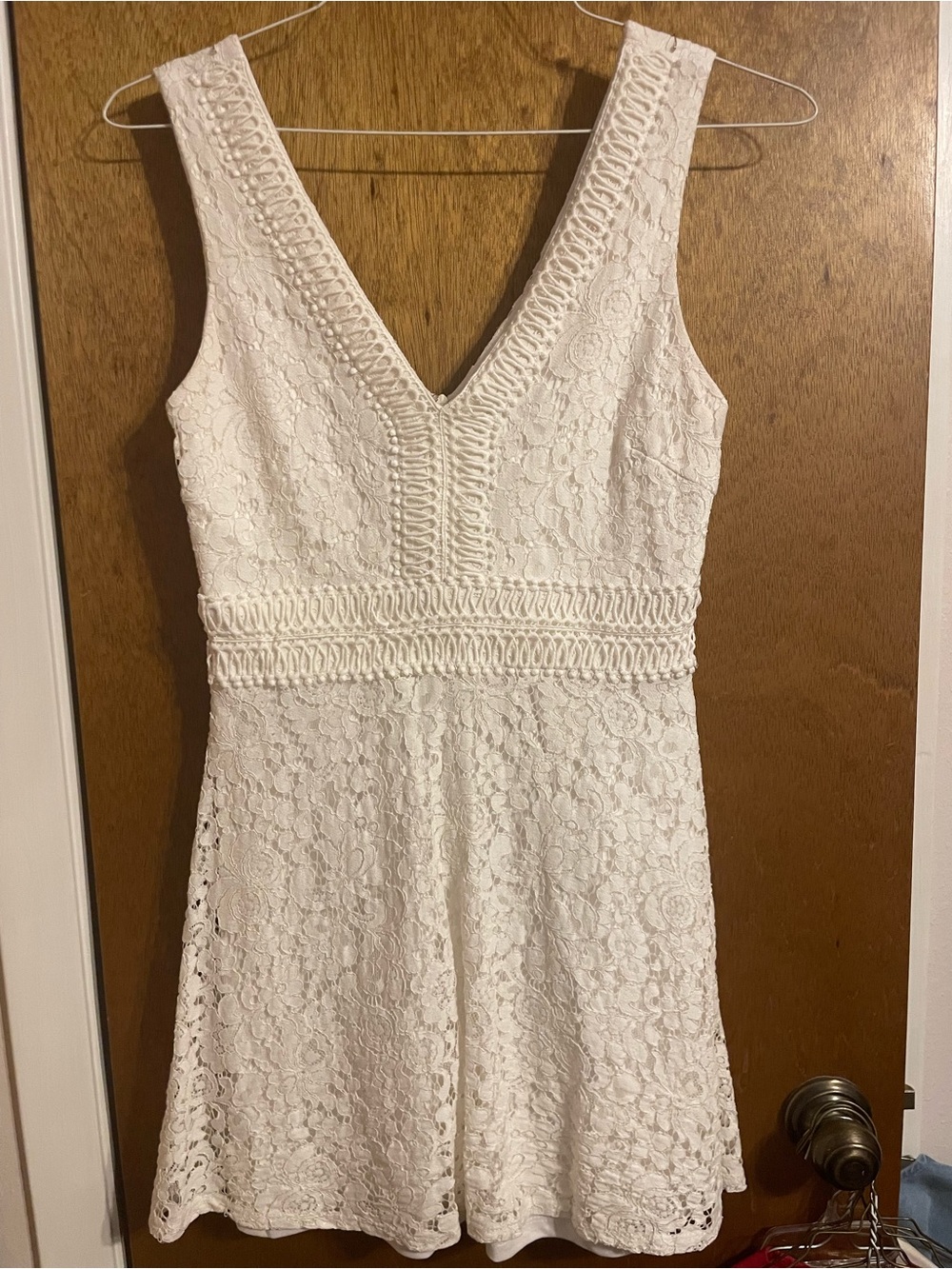 Francesca's Collections White Lace V-Neck Dress